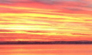 Sunset over Sebago lake