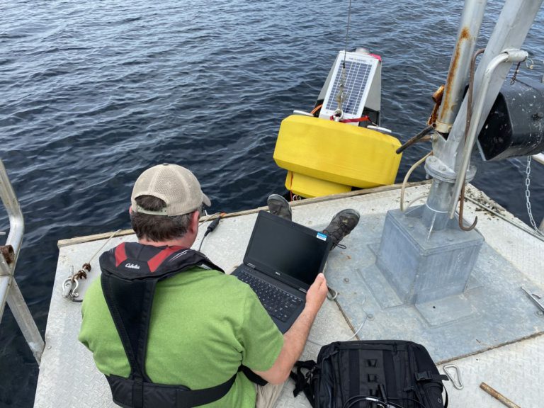 After idle year prompted by pandemic restrictions, the Sebago Lake monitoring buoy is back in water